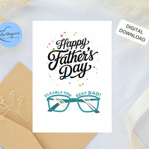 Biglietto d'auguri stampabile per la festa del papà, "Clearly Best Dad", download digitale, biglietto d'auguri stampabile, biglietto d'auguri digitale per la festa del papà, biglietto vuoto