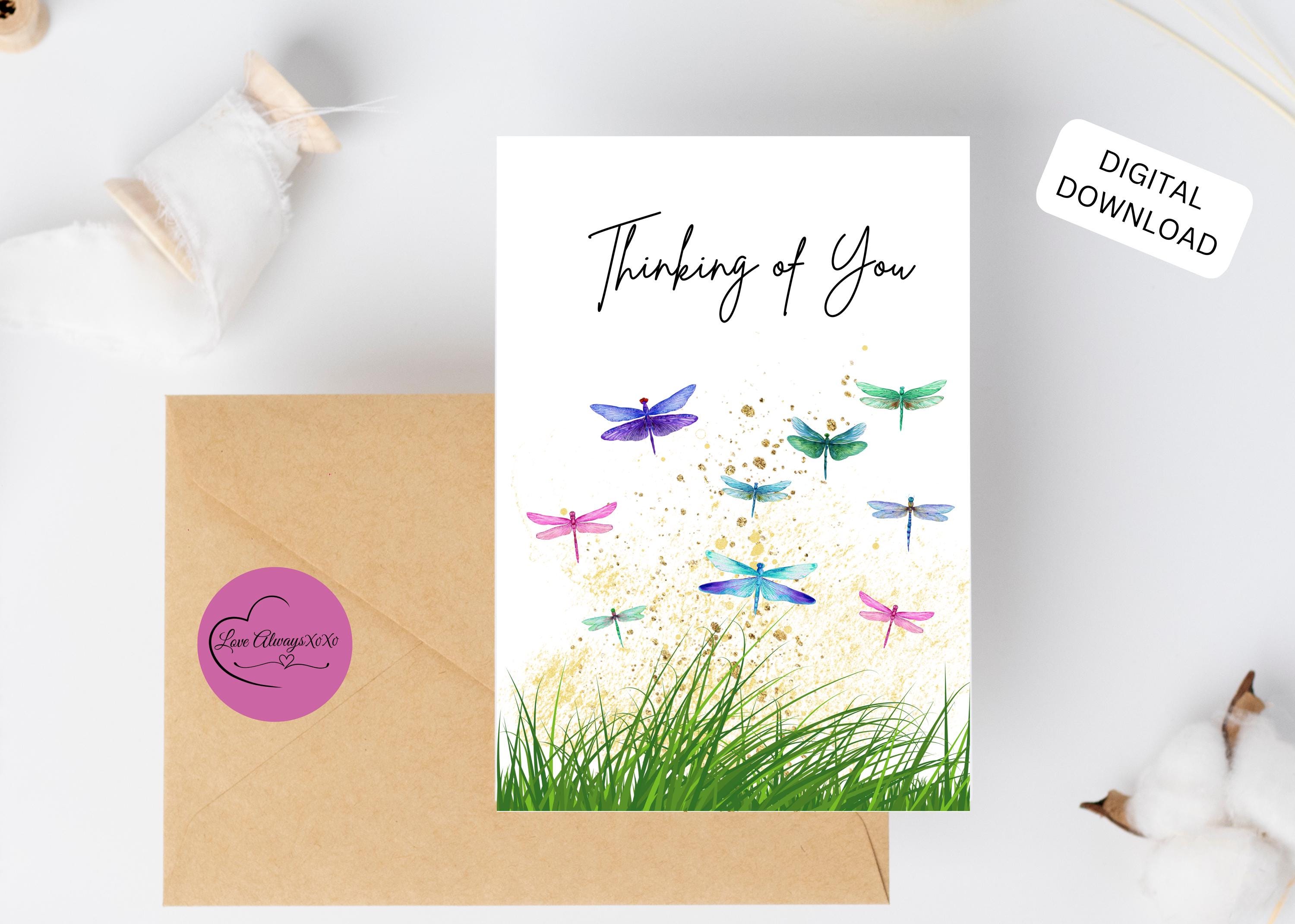 Dragonfly Thinking of You Card: Printable Greeting Card (digital ...