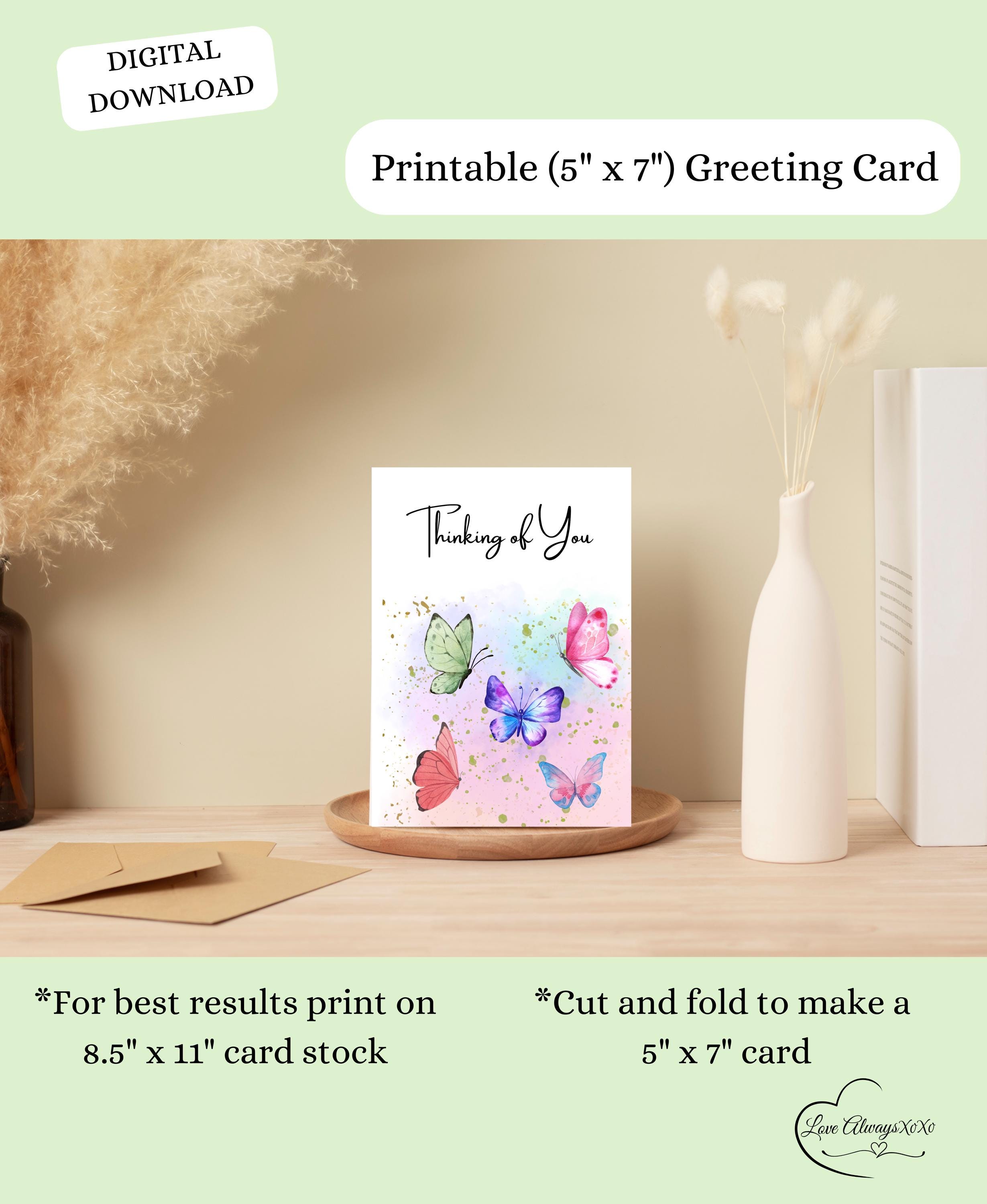 Butterfly Thinking of You Card: Printable Greeting Card (digital ...