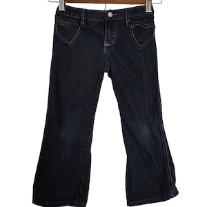 VTG Y2K Wrangler Girls 5T Bootcut Jeans Heart Pockets Dark Wash Denim image 1