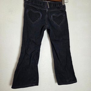 VTG Y2K Wrangler Girls 5T Bootcut Jeans Heart Pockets Dark Wash Denim image 2