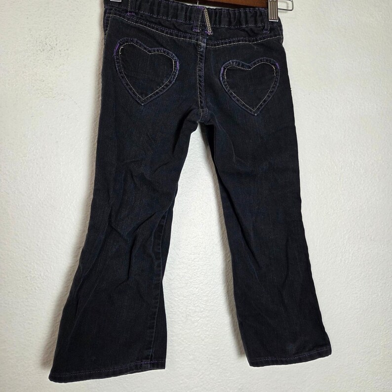 VTG Y2K Wrangler Girls 5T Bootcut Jeans Heart Pockets Dark Wash Denim image 2