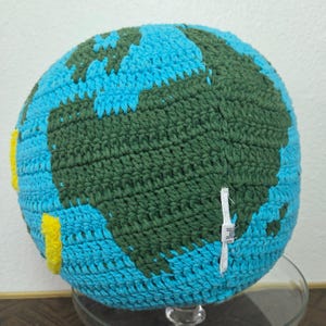 Urban Outfitters Crochet Knit Globe Pillow Smiley Earth Dorm Decor image 10
