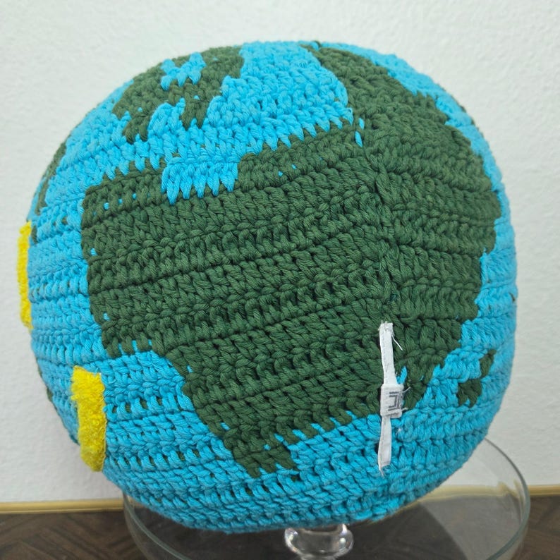 Urban Outfitters Crochet Knit Globe Pillow Smiley Earth Dorm Decor image 10