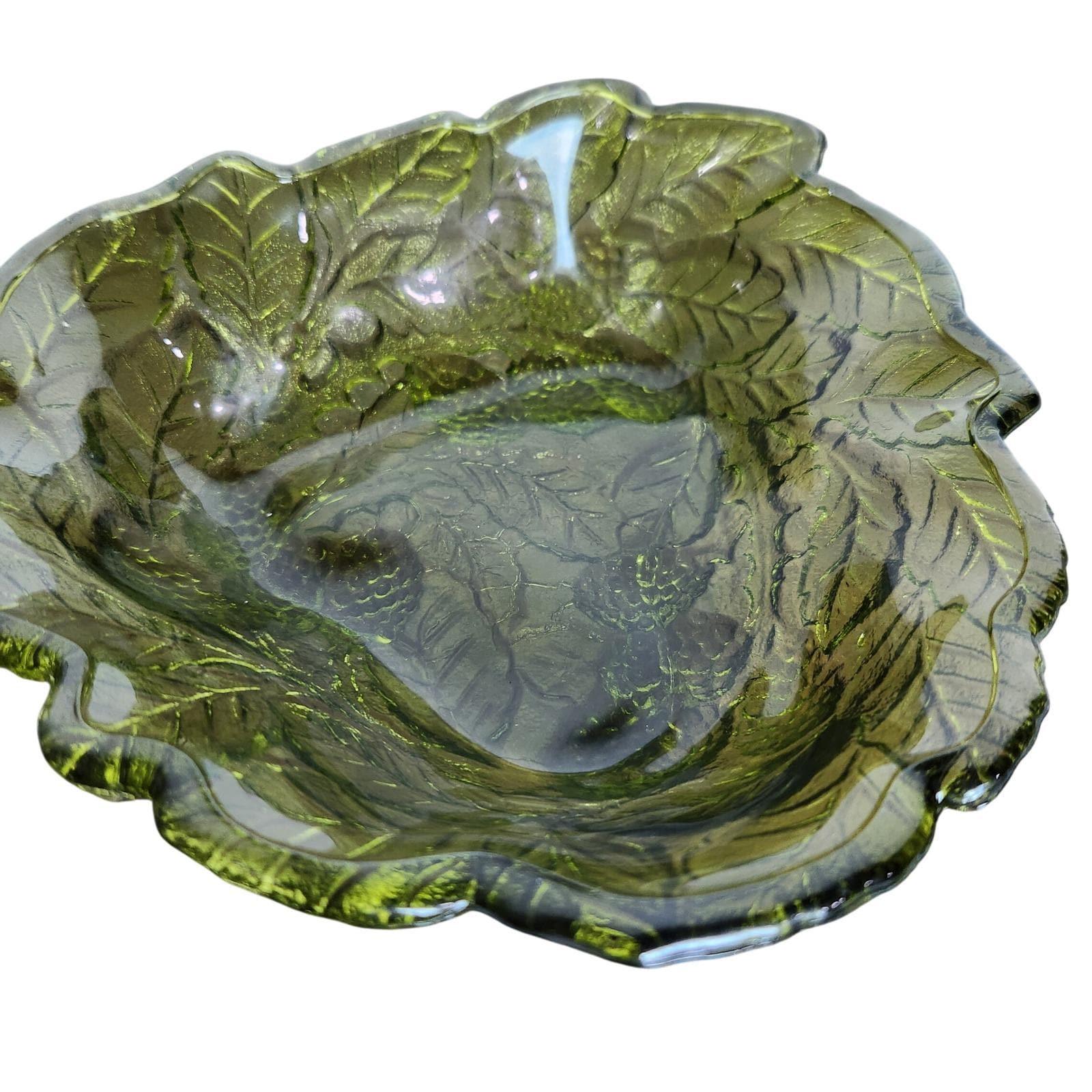 Heavy Glass Serving Fruit Platter 31 CM Orange & Green Fruit Pattern (A) VGC | UK