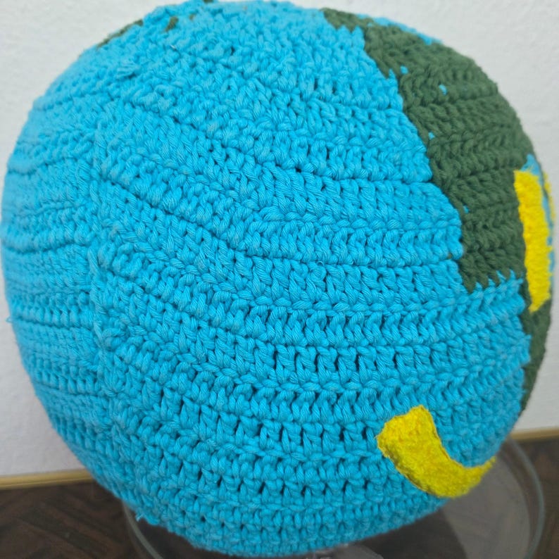 Urban Outfitters Crochet Knit Globe Pillow Smiley Earth Dorm Decor image 4