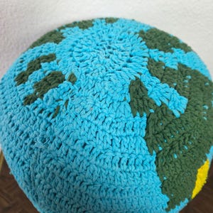 Urban Outfitters Crochet Knit Globe Pillow Smiley Earth Dorm Decor image 7