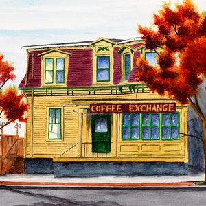 Coffee Exchange Providence Rhode Island Coffee House 8” x 10” Matted Print
