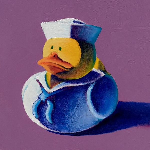 Sailor Rubber Ducky Matted Print Duck Bath Kids Art