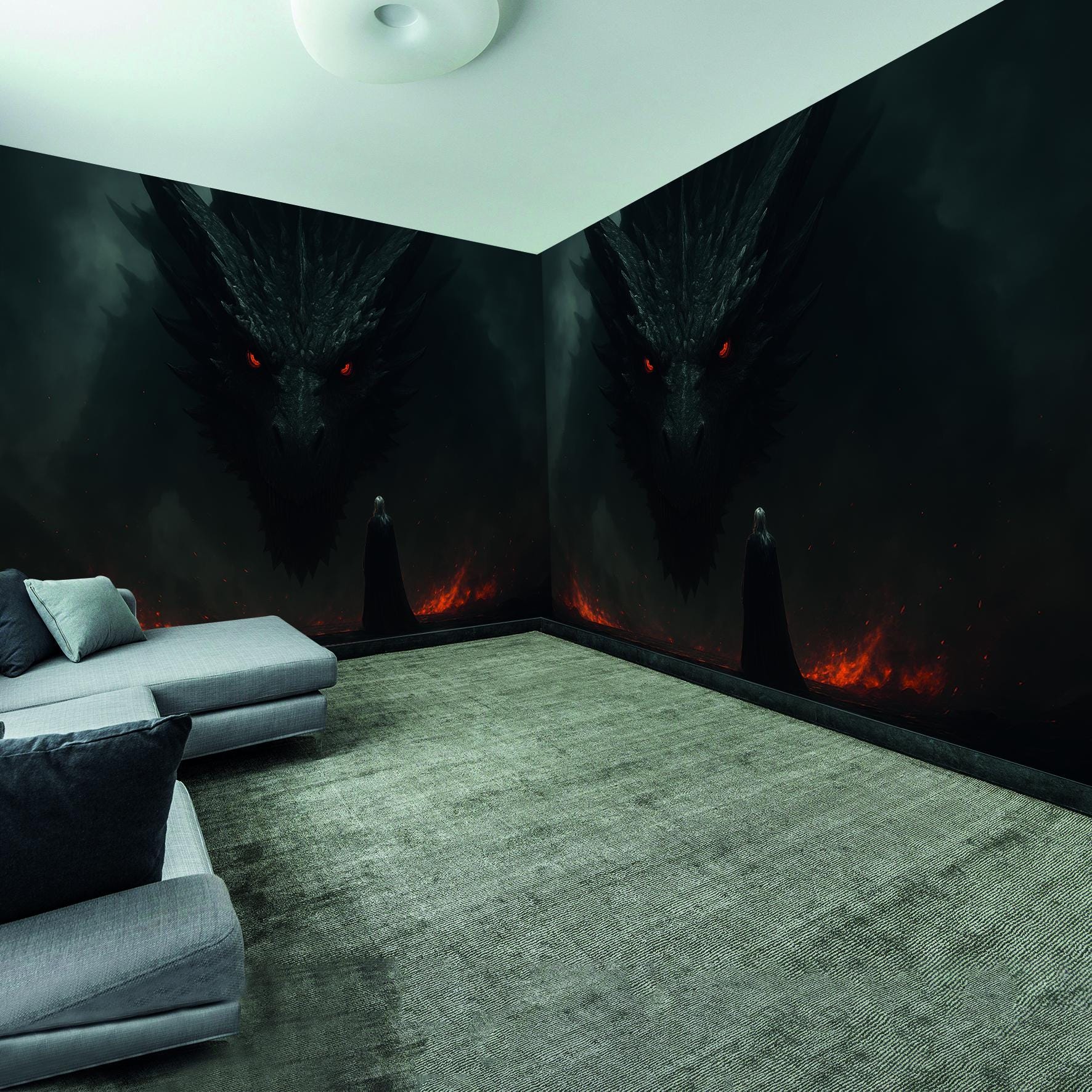 Dark Dragon Peel and Stick Wall Mural Fantasy Creature Art for Gaming ...