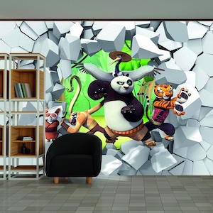 Papel tapiz de panda para guardería, mural de animales de la jungla para sala de juegos de niños, decoración para adolescentes, regalo de dibujos animados modernos de oso para niños, regalo no tejido