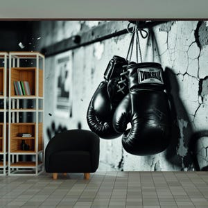 Boxing Gloves Peel and Stick Wall Mural Urban Sports Wallpaper Gym Motivation Decor Removable Wallpaper Workout room Decor Sport wall Mural