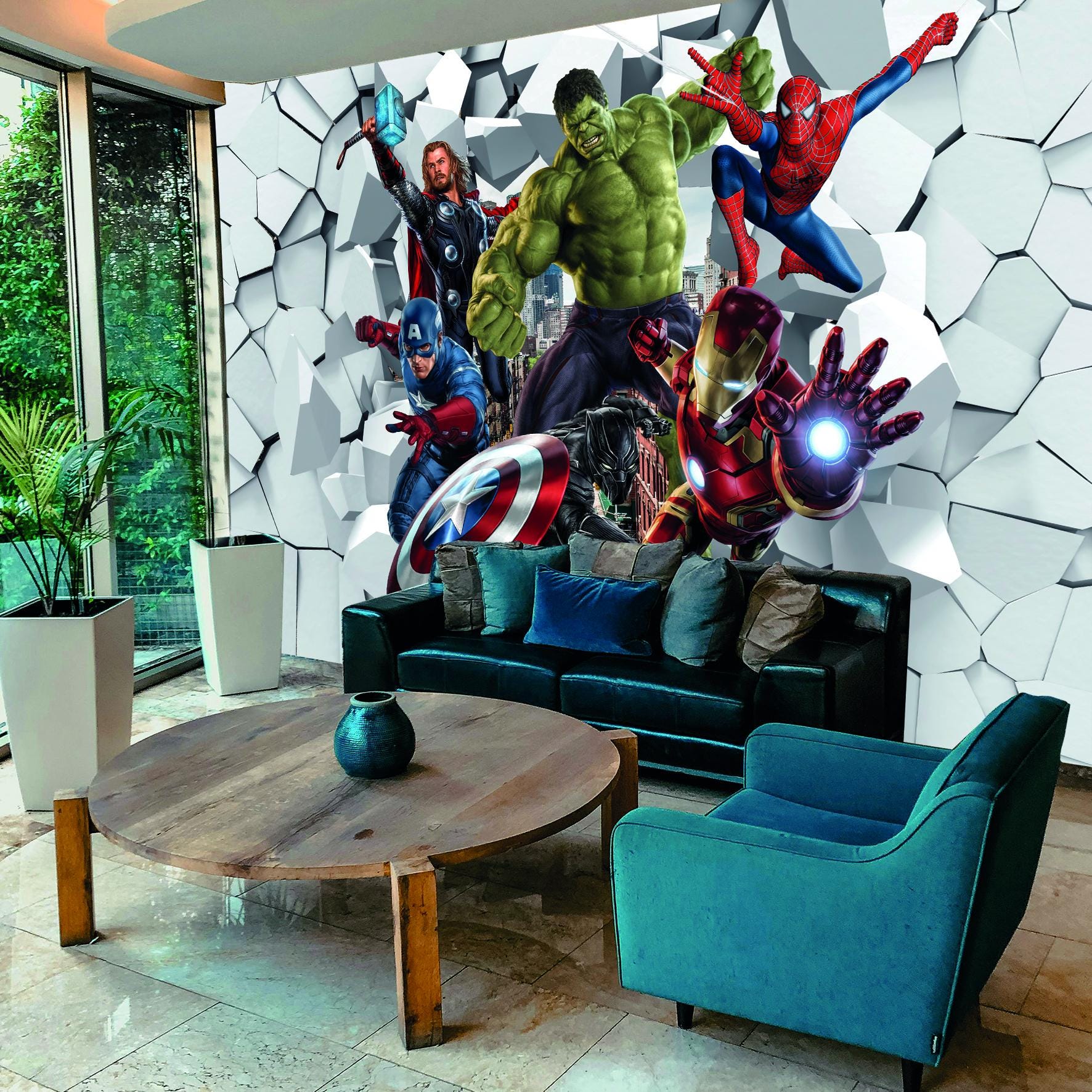 Popular Characters Baby Wallpaper Superhero Wall Mural Comic Hero Team ...