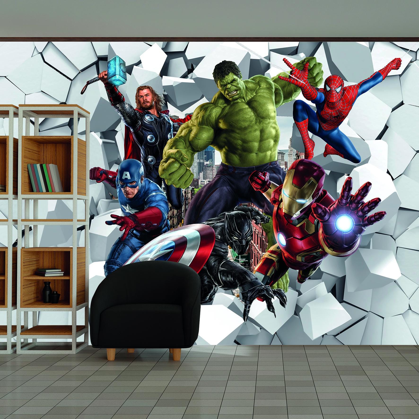 Popular Characters Baby Wallpaper Superhero Wall Mural Comic Hero Team ...