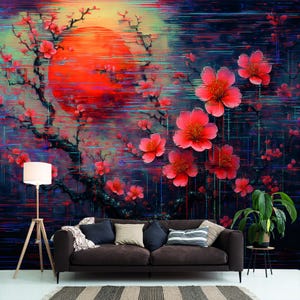 Sakura Blossom Wall Mural: Japanese Peel and Stick Wallpaper
