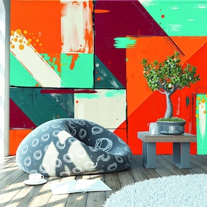 Modern Geometric Peel and Stick Wall Mural Vibrant Abstract Traditional Wallpaper Contemporary Home Decor Colorful Wallpaper Luxury mural
