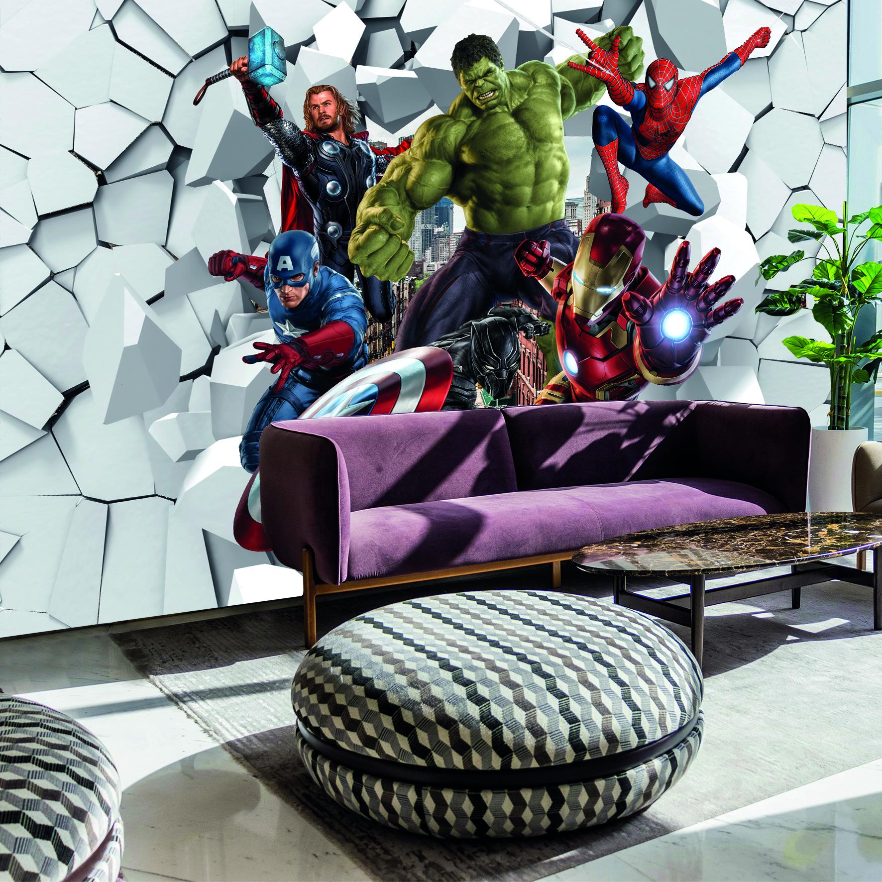 Popular Characters Baby Wallpaper Superhero Wall Mural Comic Hero Team ...