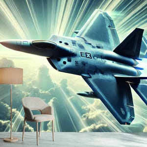 Futuristic fighter Peel and Stick Wall Mural Jet in Flight mural Airplane Traditional Wallpaper Aviation non woven wallpaper Home Interior