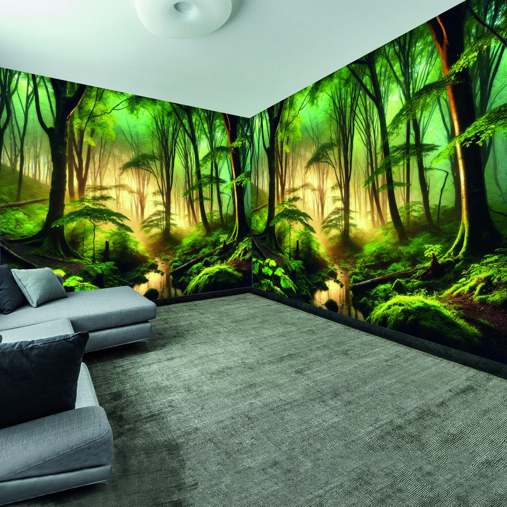 Enchanted Forest Wallpaper Mural Green Mystic Woods Wall Decor Nature ...