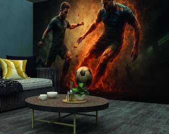 スポーツ壁紙 フットボール壁画 サッカー選手の壁アート ボールを蹴る