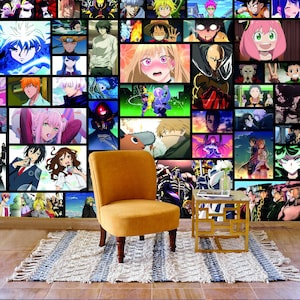 Anime Collage Peel and Stick Wall Mural Japanese Characters Wallpaper Room Wall Decor kids Wall Decal Modern wall art Color wallpaper