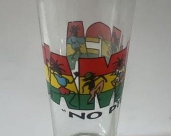 Vintage Bahamas Hey Mon We Be Jammin Shooter Shot Glass z wytłoczonymi wzorami