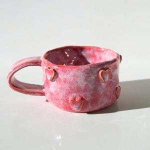 Keramische espressokop, roze mok met glazuur, handgemaakte espressokopset, cadeau voor koffieliefhebbers, hartmok, kerstcadeau, housewarmingcadeau