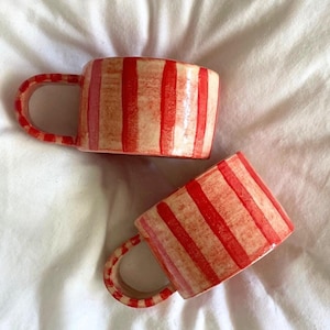Ceramic Coffee Cup, Stripe Mug, Handmade Espresso Cup Set, Gift For Coffee Lovers, Coffee Cup, Christmas Gift, Housewarming Gift