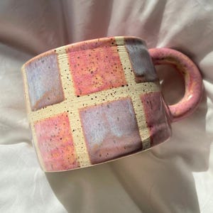 Handmade Mug - Lavender And Pink Pottery - Coffee Mug - Unique Gift - Bold Modern Design - Geometric Pattern - Birthday Gift