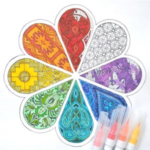 We All Are One - Multi-Cultural Mandala Coloring Page and Song Lyrics / Poem - Instant Digital Download PDF - Japanese, Celtic, Maori, Aztec