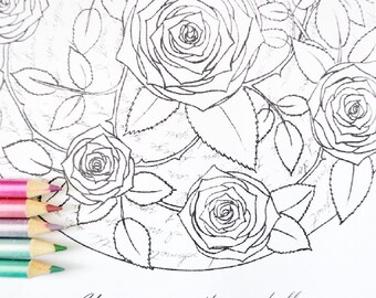 You Are a Rose, Thorn and All - I Love You Anyway - Mandala Coloring Page and Song Lyrics - Instant Digital Download PDF