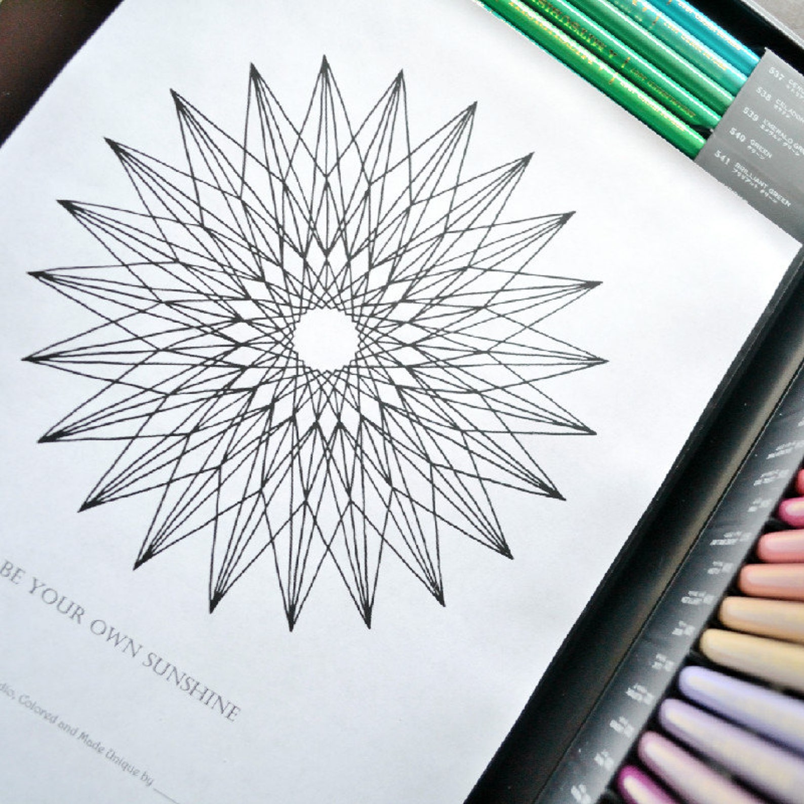 Be Your Own Sunshine - Sun Mandala Coloring Page - Instant Download PDF ...