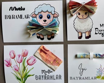 Tarjetas Bayram, tarjeta de dinero Bayram, Bayram Karti, tarjeta de dinero, tarjetas Eid Mubarak, regalos Bayram, Hediye Karti, Kurban Bayrami, tarjeta Bayram para niños