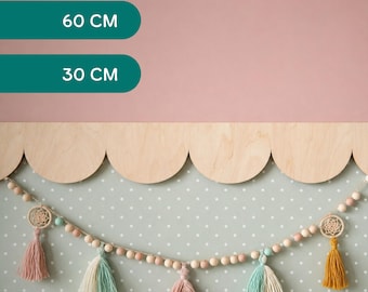 Scallop trim for frame: Wood wall molding, Wooden trim for kids wall, Decorative wooden stripe trim