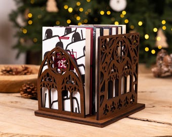 Gothic Plywood Book Stand: Nightstand Book Holder & Organizer