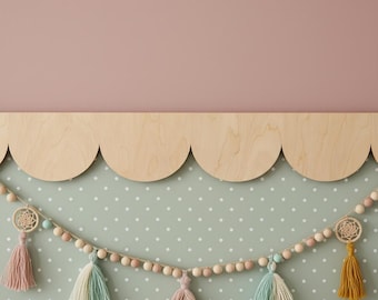 Scallop trim for frame: Wood wall molding, Wooden trim for kids wall, Decorative wooden stripe trim, Above couch decor,  Wall cornice