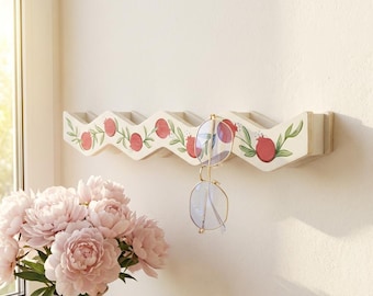 Vintage pomegranate sunglasses holder for wall, Boho glasses display and Folk home organization