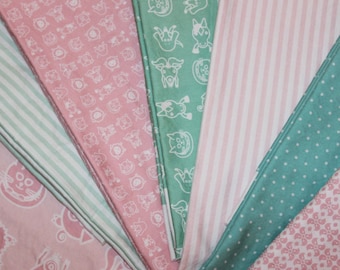 Baby Girl Quilt Kit, Rag Quilt, Organic Baby Blanket, Kit, Mod, Farm, Pink, Mint, Green, Sateen, Cotton, Flannel, Ready to Sew