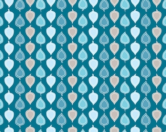 Teal Leaves, Blue Leaf, Woodland Fabric, Organic Cotton, Tree Fabric, Turquoise, Blue,Gray,Baby Boy, Custom Colors, Exclusive Design, 1 yard