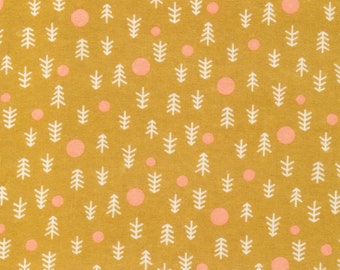 Organic Flannel, Winter Forest, Gold, Woodland, Trees, Baby Girl, Baby Boy, Unisex Fabric, Cotton Flannel, Cloud 9 Fabrics, In Custom Cuts