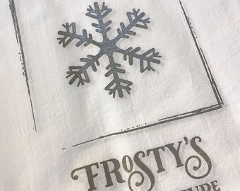 Regalo de Navidad, regalo de nieve, decoración de vacaciones, escarcha, regalo para cualquier persona, toalla de té, imagen del bebé de Frosty, copo de nieve, diseño exclusivo