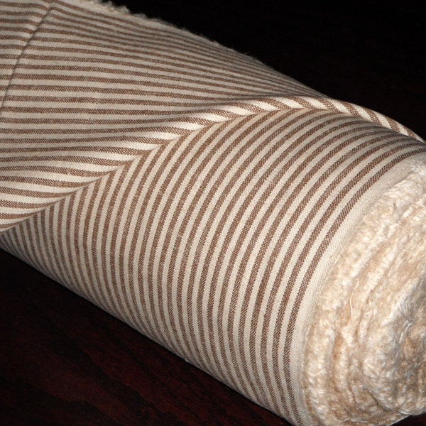 Hemp Organic Cotton Blend Fabric - Brown Stripe - 2 yards, FREE SHIPPING to US, Wholesale Fabric