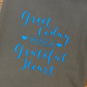 Grateful, Tea Towel, Christmas Gift, Dark Royal Blue, Grey, Blue, Tea Towel, Cabin Gift, Flour Sack, Kitchen Towel, Exclusive Design image 2