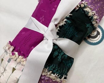 Purple, Green, Sage, Gray, Baby Girl, Rag Quilt, Blanket, Modern, Bohemian, Ivory, Flannel Back, Toddler Size, FREE Shipping