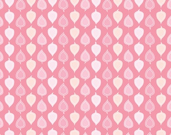 Pink Leaves, Woodland Fabric,Organic Cotton, Sateen, Woodland Night, Pink, Gray, Baby Girl, Custom Colors, Exclusive Design, 1 yard