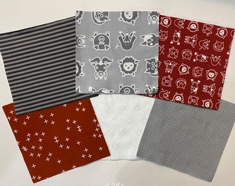 Red Black Grey Quilt Kit, Rustic, Organic Quilt Kit, Farm Animals, Rag Quilt, Blanket, Quilting Cotton Front, Flannel Back, Exclusive Design