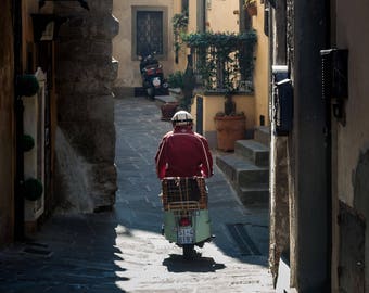 Vespa Picnic Fine Art Photography Italy Cortona Tuscany Street Photography Travel Italian romantic cobbled streets scooter urban dream art