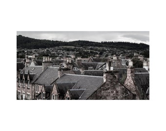 Rooftops of Inverness Fine Art Photography Urban Landscape cityscape slate roof chimney pots Scotland city Scottish town Gray stone home art