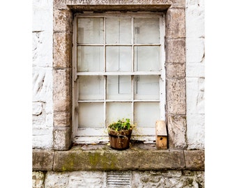 Bountifully Fine Art Photography Rustic cottage stone window sill Scotland Stirling historic simple Shabby chic neutral colors beige taupe