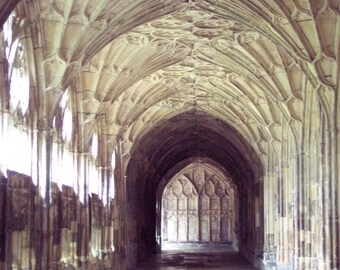 Gloucester Cathedral The Cloisters 8x10 Photo 11x14 mat england church shabby decor feminine mystic architectural dream passage prayer stone